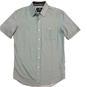 Buttercloth Shirt Mens M Green Slim Fit Icy Cotton Short Sleeve Striped
